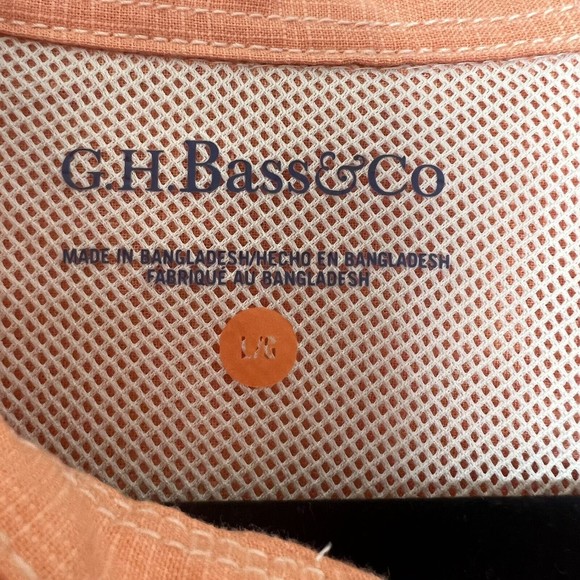 G.H Bass Co Shirt Men's Large Orange Button Down Short Sleeve Shirt Outdoors - Picture 7 of 8